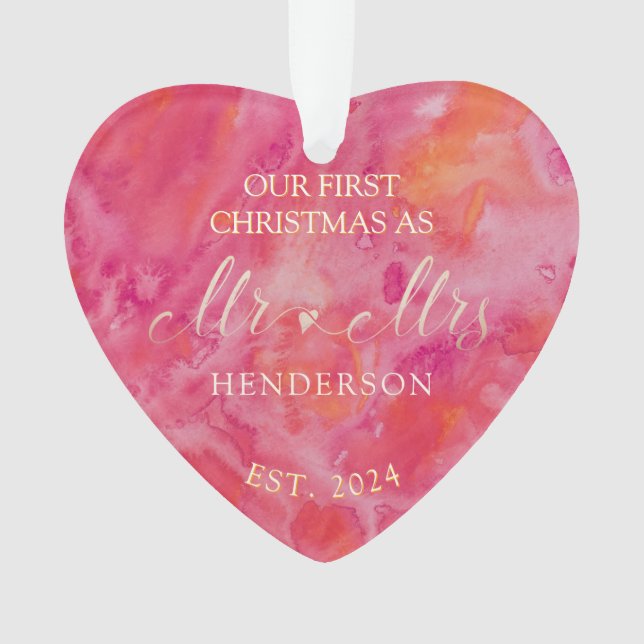 Hot Colour First Christmas Mr and Mrs Ornament (Front)