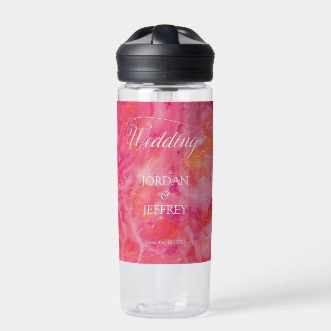Hot Colour Romantic Wedding Water Bottle (Front)