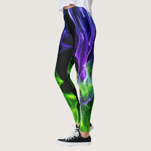 Hot Colourful Fire Flame Smoke  Leggings