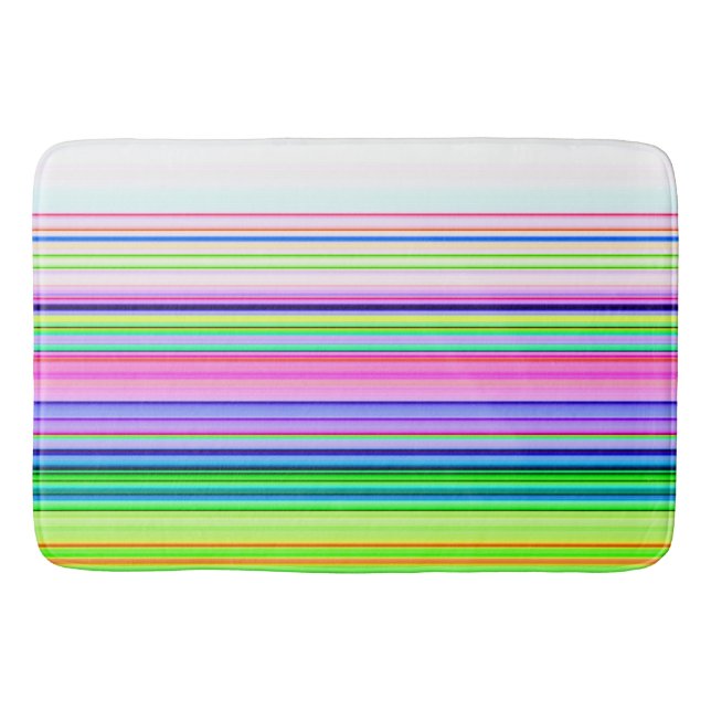 Hot colourful neon stripes bath mat (Front)