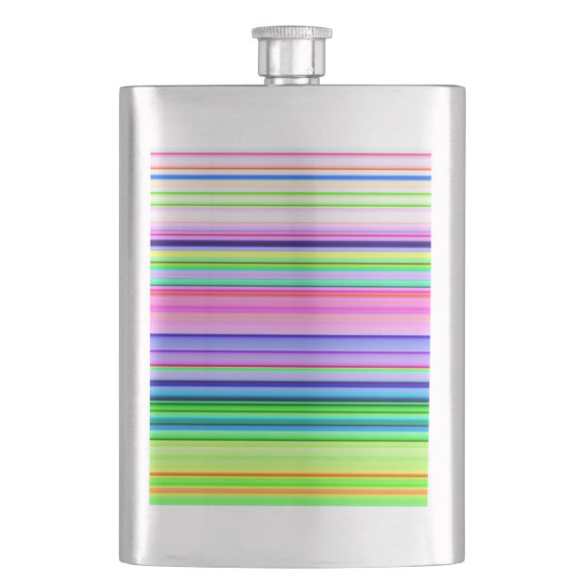Hot colourful neon stripes hip flask (Front)