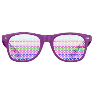 Hot colourful neon stripes retro sunglasses