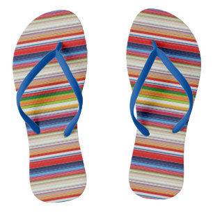 Hot colourful stripes flip flops