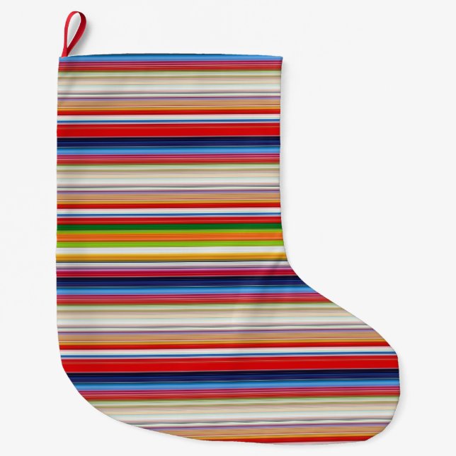Hot colourful stripes large christmas stocking (Front)