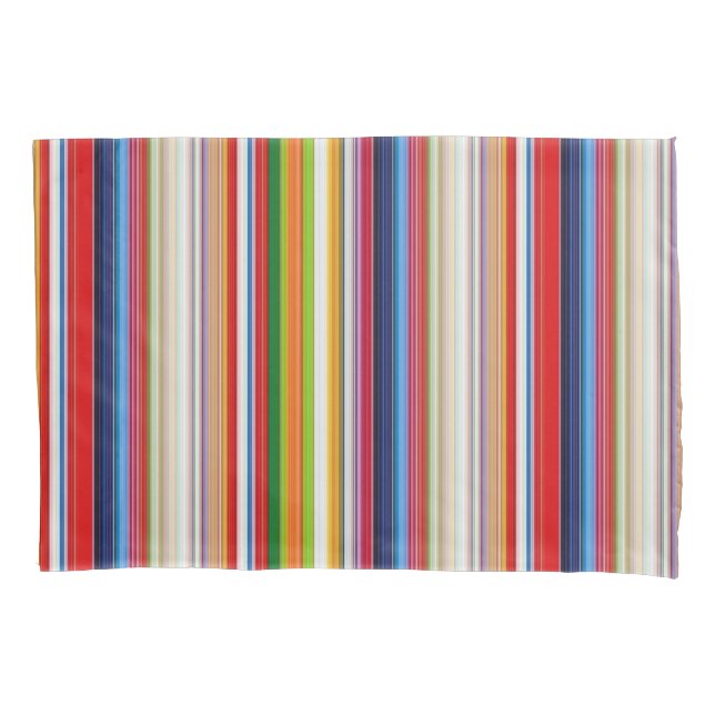 Hot colourful stripes pillowcase (Front-Left)