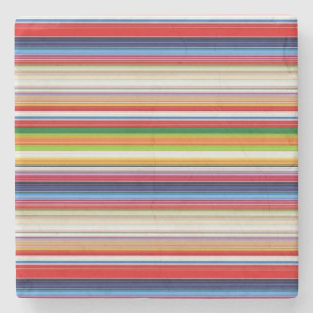 Hot colourful stripes stone coaster (Front)