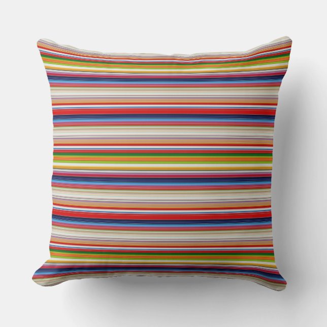 Hot colourful stripes throw pillow (Front)