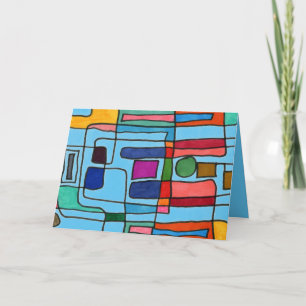 Hot & cool rectangular stripes with circle accent card