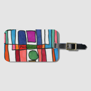 Hot & cool rectangular stripes with circle accent luggage tag