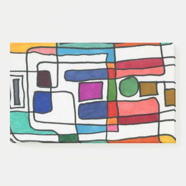 Hot &cool rectangular stripes with circle accent post-it notes (Front)
