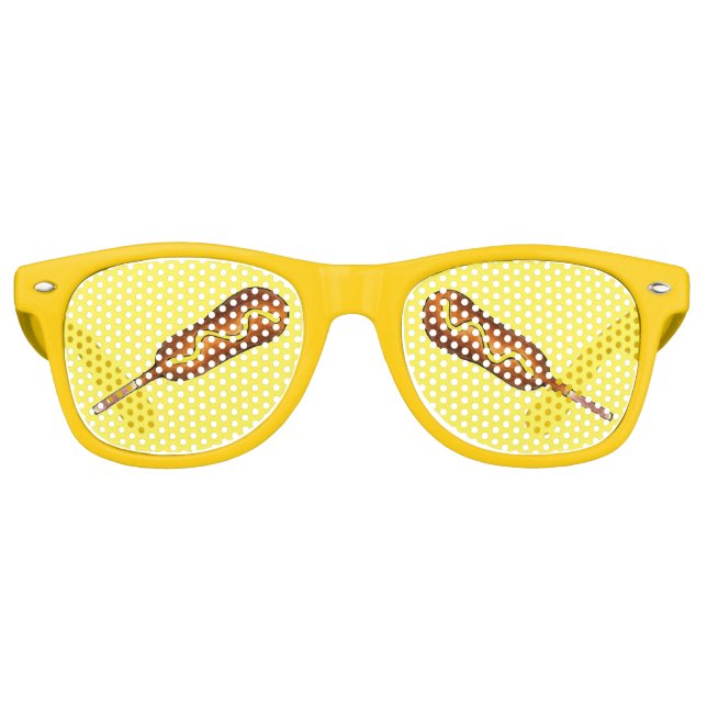 Hot Corn Dog Corndog Yellow Mustard Junk Food Retro Sunglasses (Front)