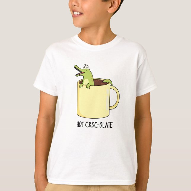 Hot Croc-colate Funny Crocodile Pun  T-Shirt (Front)