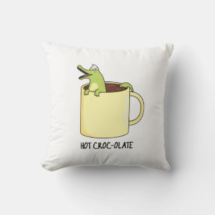 Hot Croc-colate Funny Crocodile Pun Throw Pillow