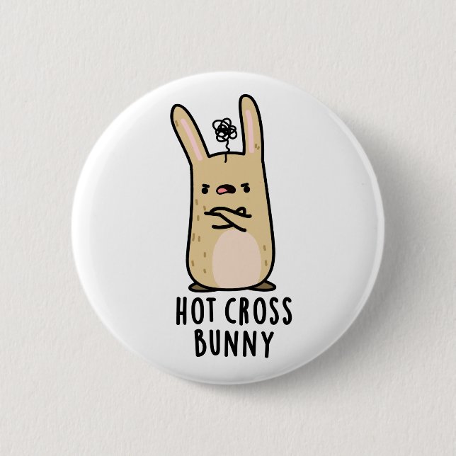 Hot Cross Bunny Funny Angry Rabbit Pun  2 Inch Round Button (Front)
