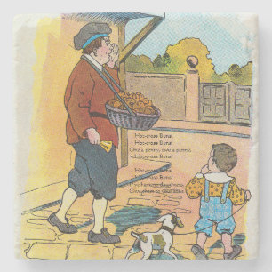 Hot-cross Buns, Mother Goose Nursery Rhyme Picture Stone Coaster