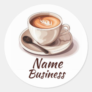 Hot Cup Coffee Shop Cafe Business Classic Round Sticker