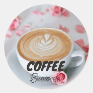 Hot Cup Coffee Shop Cafe Business Classic Round Sticker