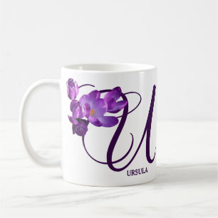 Hot Customizable purple spring flowers U monogram Coffee Mug