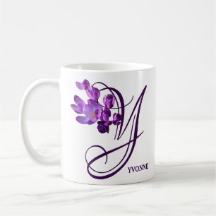 Hot Customizable purple spring flowers Y monogram Coffee Mug