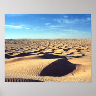 Hot Desolate Desert  Sahara Blue Sky Cloud Poster