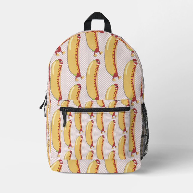 Hot Diggity Dog Fun Cheeky Retro Character Printed Backpack (Front)