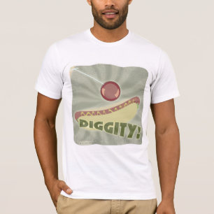 Hot Diggity Dog Fun Vintage Cartoon Slogan Design T-Shirt