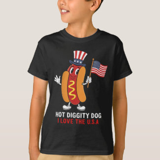 Hot Diggity Dog I Love The Usa Patriotic Hot-dog 4 T-Shirt