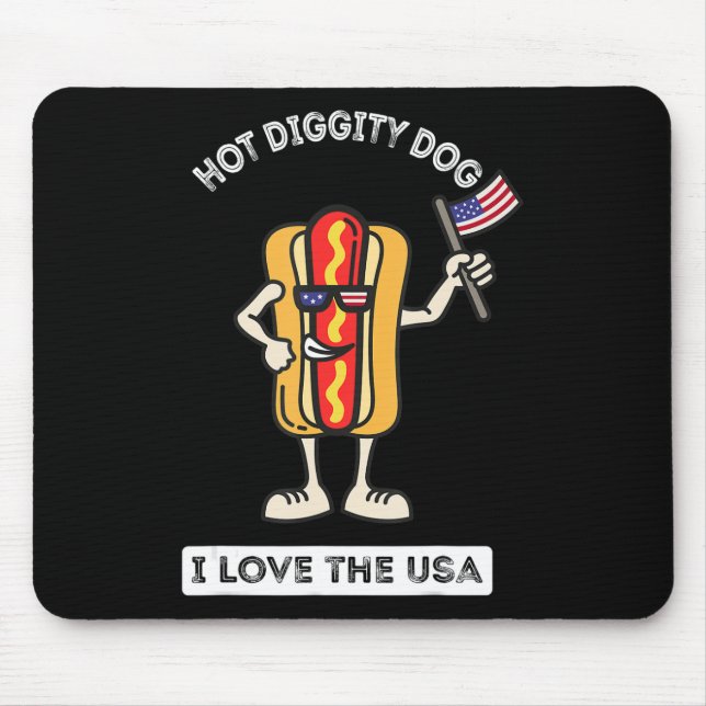 Hot Diggity Dog July 4th Patriotic BBQ Picnic Cook Mouse Pad (Front)