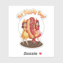 Hot Diggity Dog Vintage Custom-Cut Vinyl Sticker