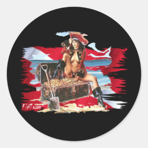 Hot Dive Babes in Bikini's Classic Round Sticker