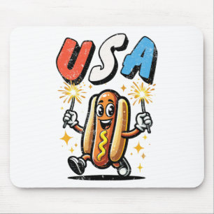 Hot Dog 4th Of July Fireworks Independence Day Ret Mouse Pad