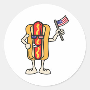 Hot Dog American Flag July 4th Patriotic Bbq Cooko Classic Round Sticker