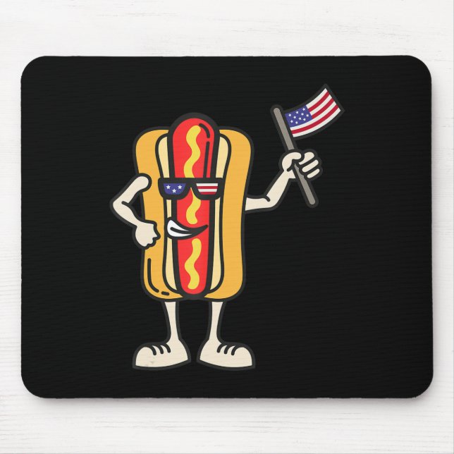 Hot Dog American Flag July 4th Patriotic BBQ Cooko Mouse Pad (Front)
