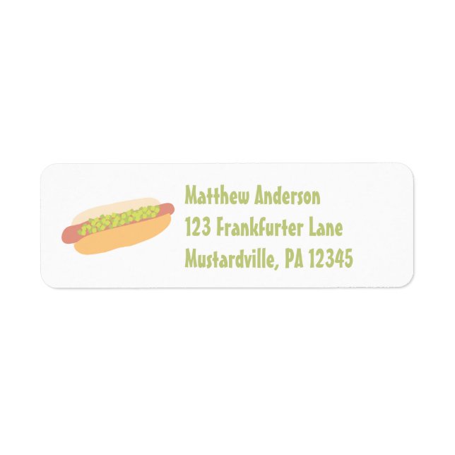 Hot Dog avec Relish Adresse de retour personnalisé (Devant)