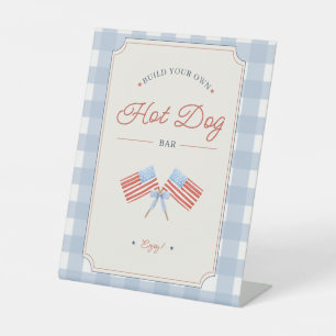 Hot Dog Bar Fourth of July BBQ Party Decor Pedestal Sign