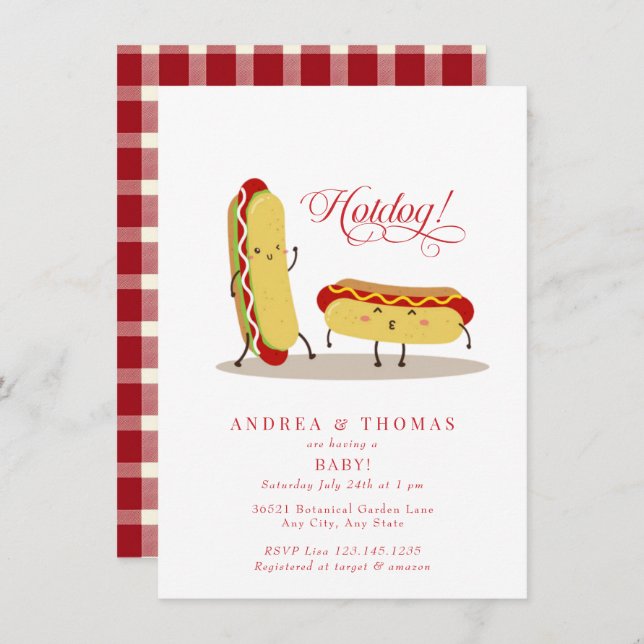 Hot dog | BBQ | Couples Baby Shower Invitation (Front/Back)
