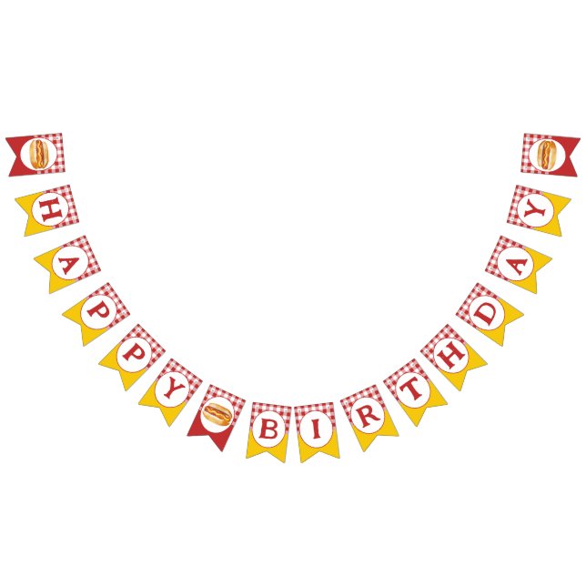 Hot Dog Birthday Party Bunting Flags – Kids Cookou (All)