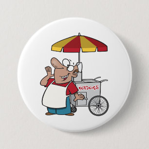 Hot Dog Cart Vendor Street Food Seller 3 Inch Round Button