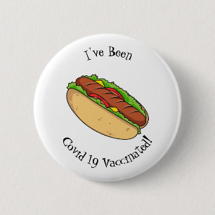 Hot dog cartoon illustration 2 inch round button