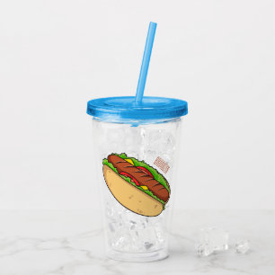 Hot dog cartoon illustration acrylic tumbler