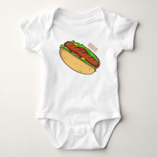 Hot dog cartoon illustration  baby bodysuit