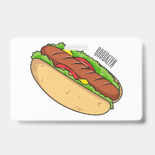 Hot dog cartoon illustration badge