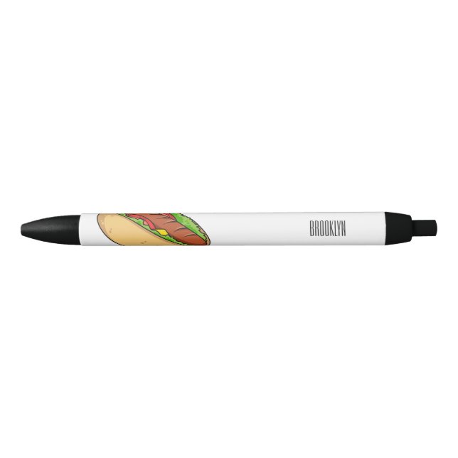Hot dog cartoon illustration black ink pen (Front)