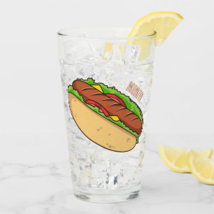 Hot dog cartoon illustration glass