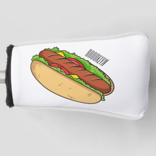 Hot dog cartoon illustration golf head cover