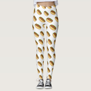 Hot dog cartoon illustration leggings