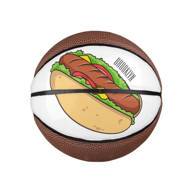 Hot dog cartoon illustration mini basketball (Front)