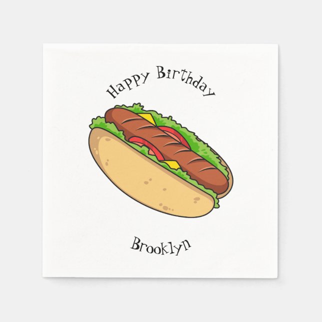 Hot dog cartoon illustration  napkin (Front)
