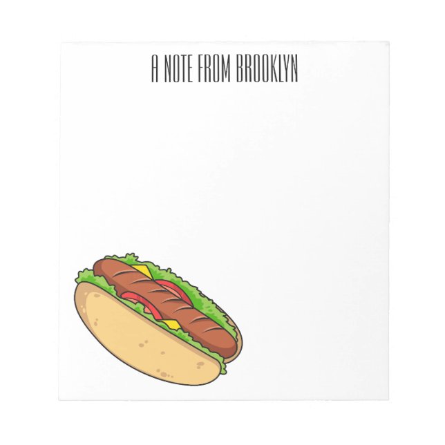 Hot dog cartoon illustration notepad (Front)