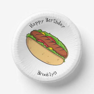 Hot dog cartoon illustration paper plate